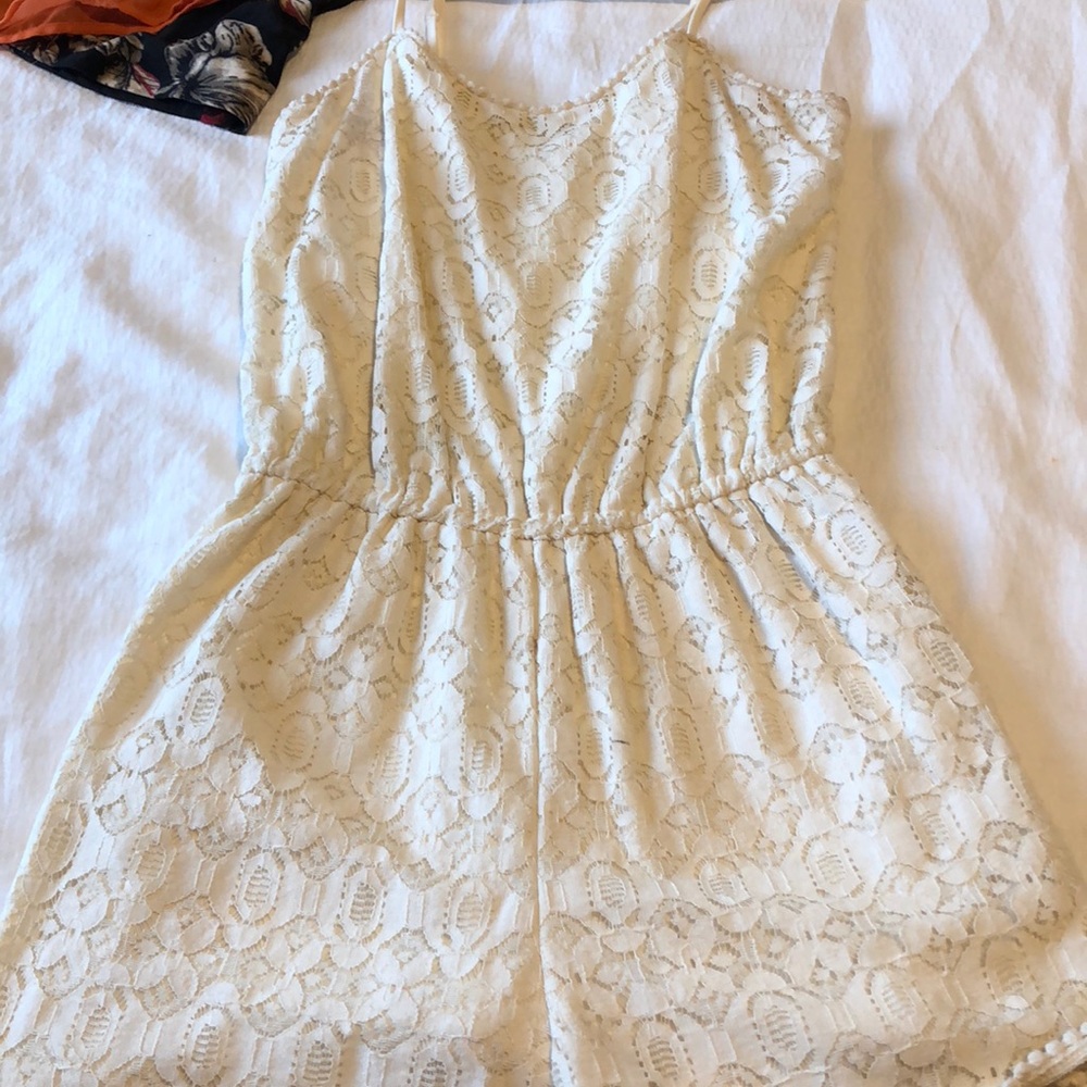 Cream/white lace romper